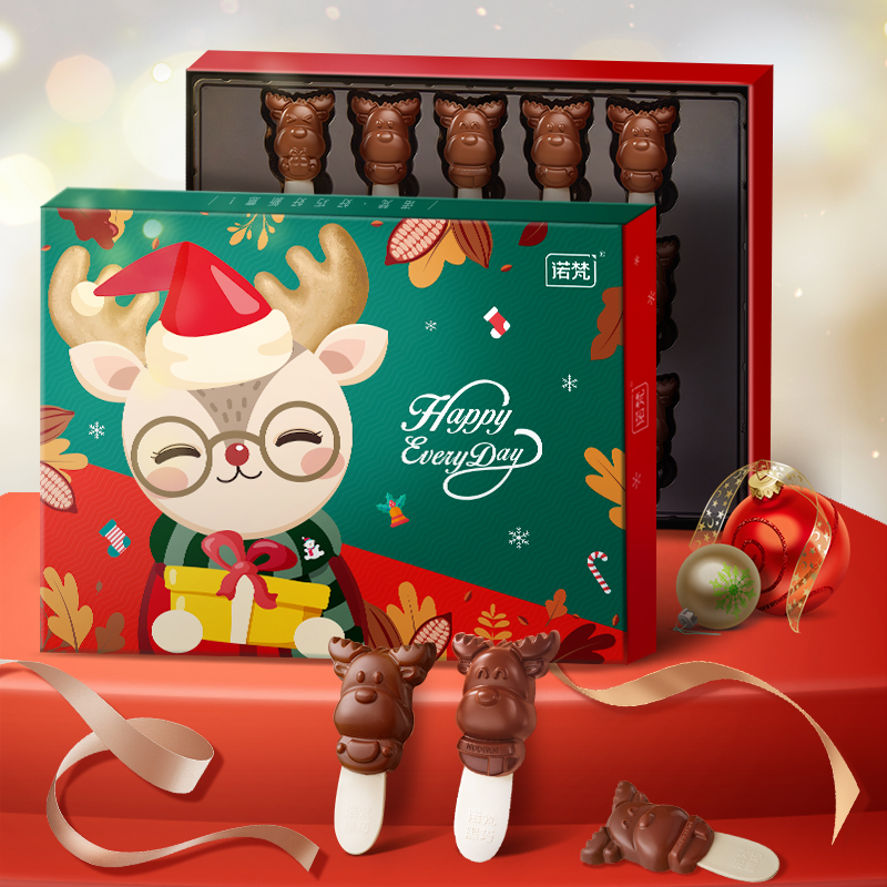 诺梵小鹿棒棒糖巧克力礼盒圣诞礼物糖果礼盒
