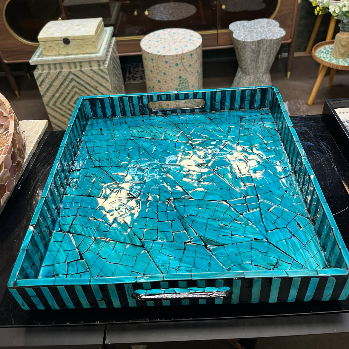 T一抹深蓝方形茶具收纳托盘