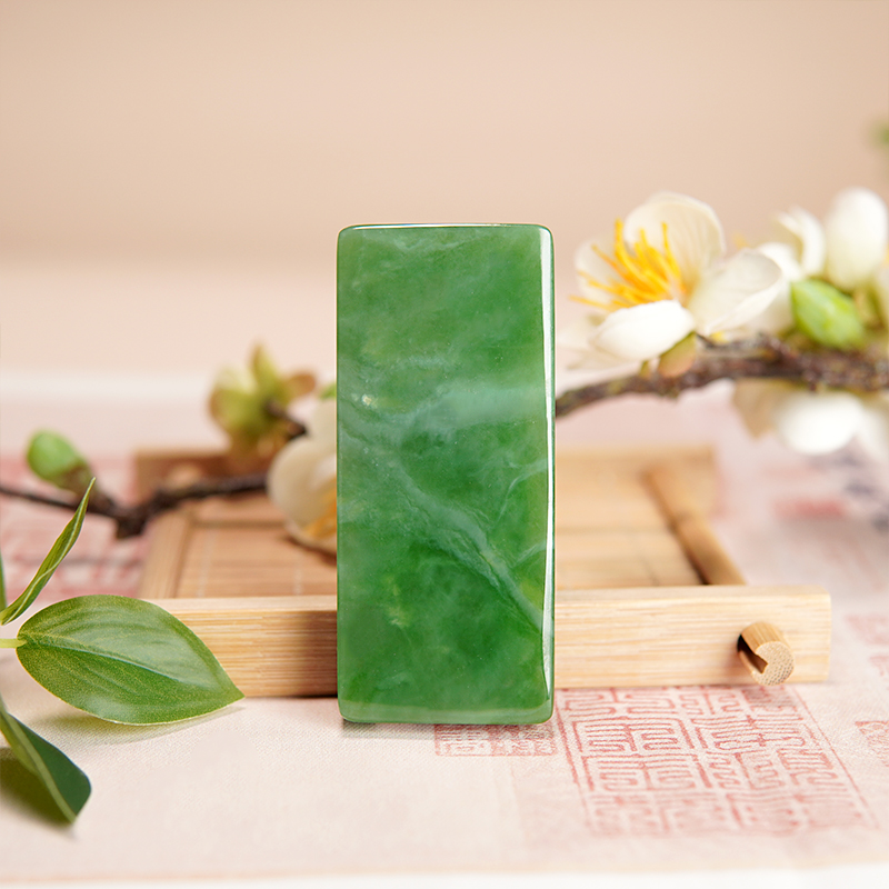 和田玉俄料碧玉猫眼无事牌挂件 典藏厚装无事即好事百搭挂件00136