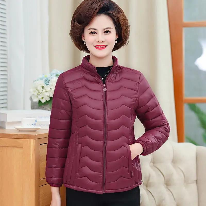 中老年女士修身轻薄羽绒衣服羽绒衣服短款外妈妈装加大加肥立领羽