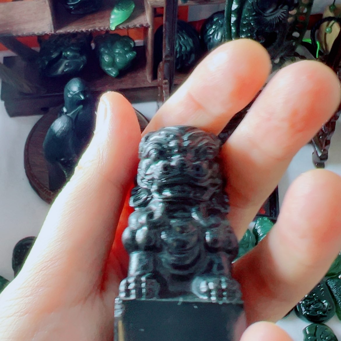 【闪购商品】蛇纹石玉印章未镶嵌淸**雨