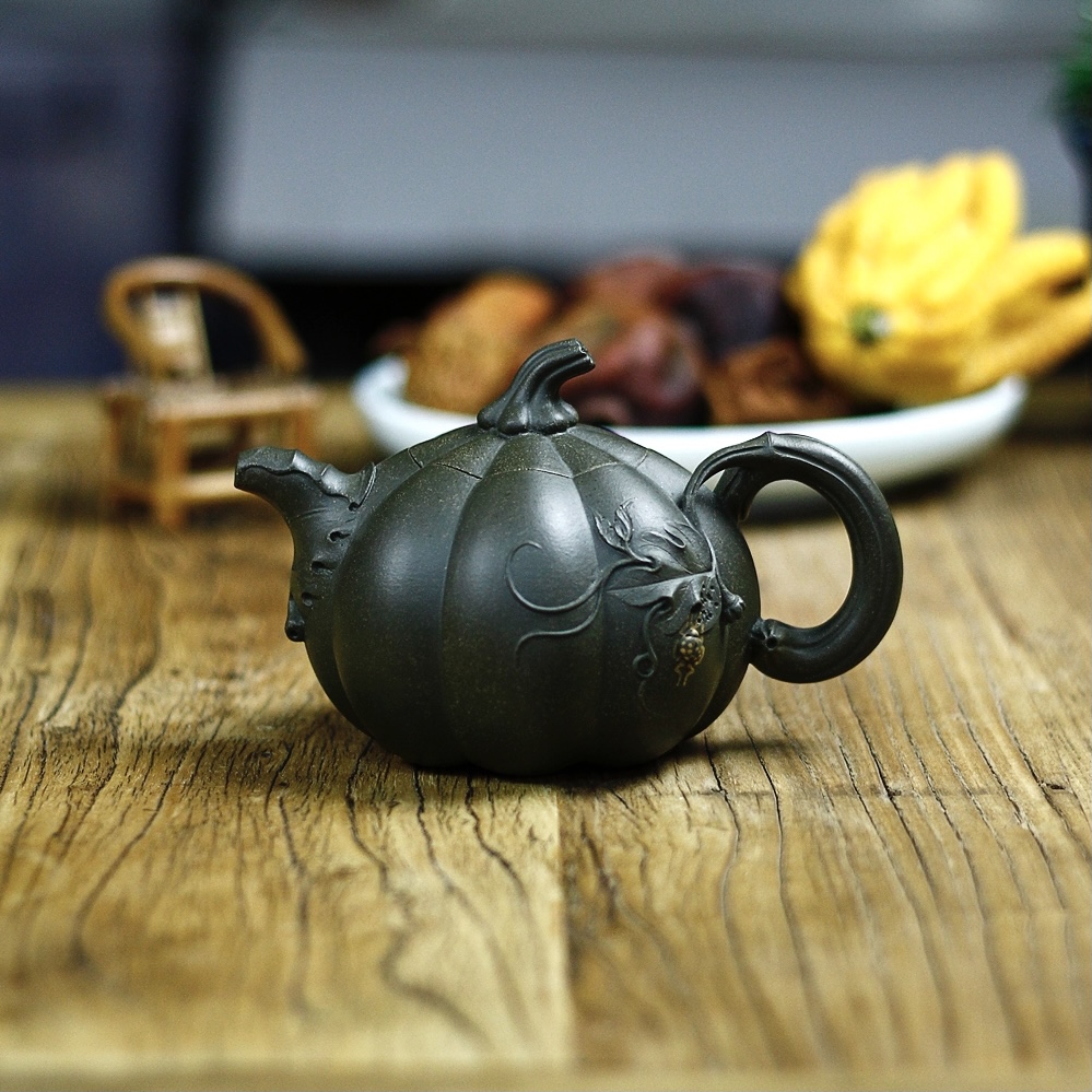 南瓜壶泡茶壶手制筋纹茶具纯手工原矿豆清泥容量：260cc全手工制作