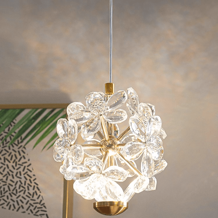 繁花水晶浪漫房间床头餐厅客厅专用玄关创意简约升降小吊灯