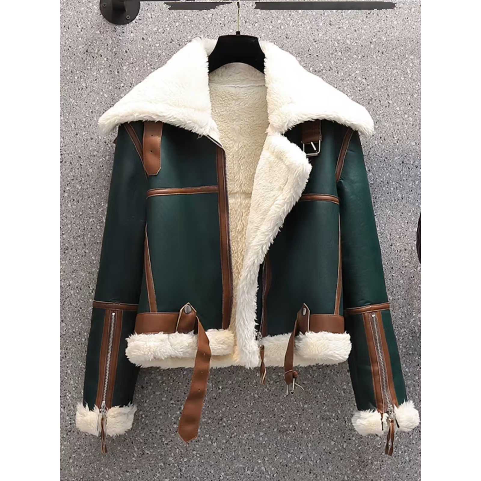 5105 新款秋冬大翻领机车风百搭外套 挂9-1上