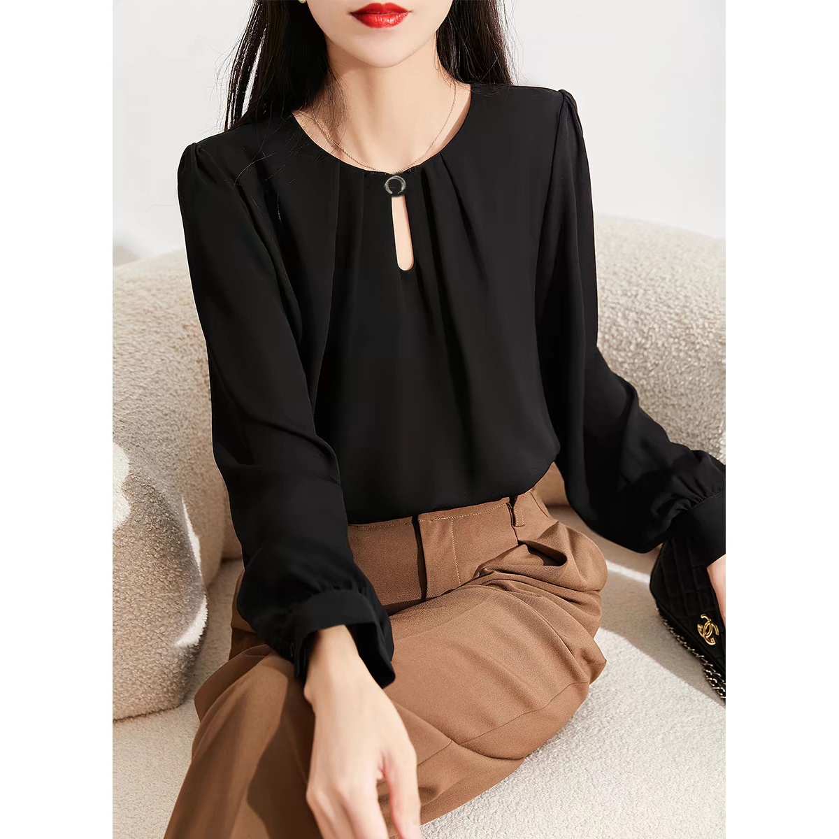 111 黑色设计感显瘦气质百搭上衣衬衫 B2