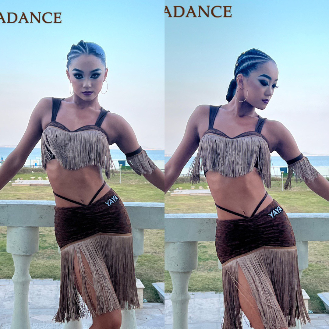 YAYaDANCE正品拉丁舞服｜重工流苏款四件套 表演比赛考级两色可选