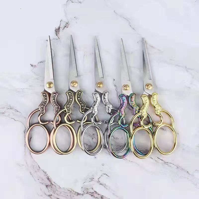 古典风味复古刺绣剪刀茶道配件学生剪手工剪刀家用剪十字绣线头剪