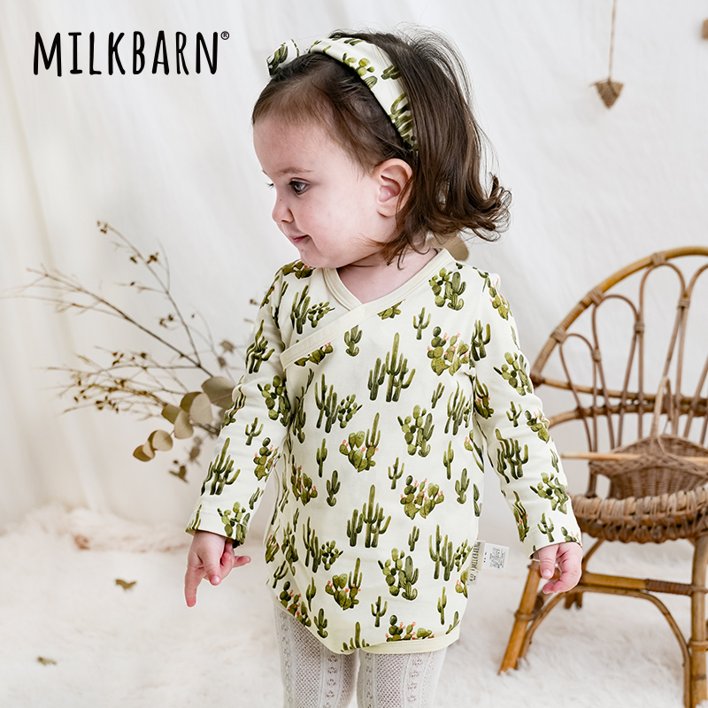 Milkbarn2024秋冬新品婴儿包屁衣宝宝连体哈衣纯棉爬服新生儿衣服