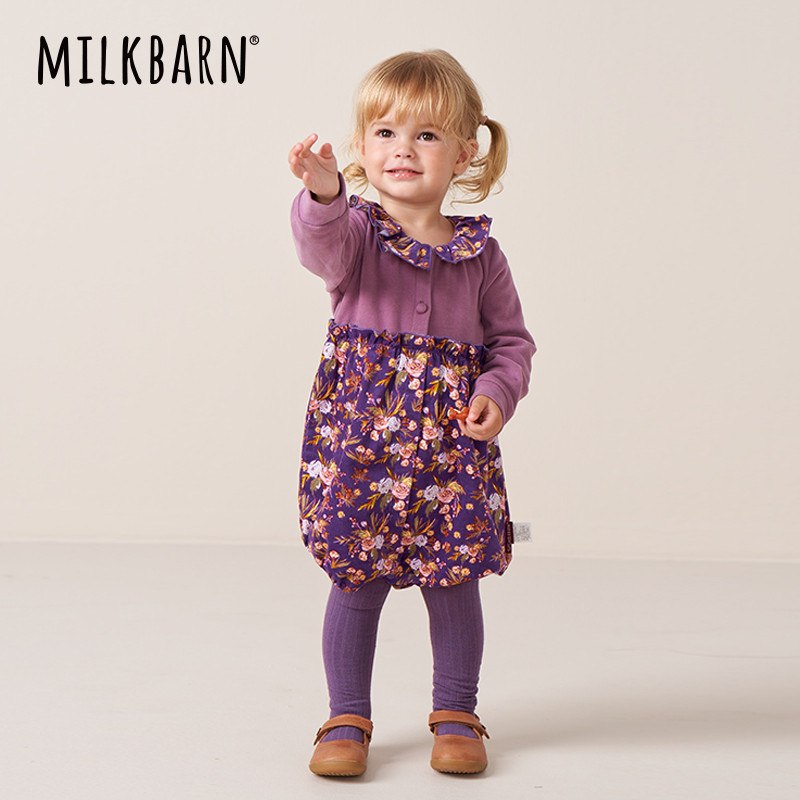 Milkbarn 婴儿长袖连体衣包屁衣女宝宝外出哈衣爬服