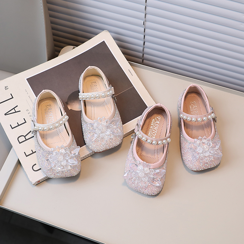 女童公主鞋春秋季水晶鞋儿童鞋子2024新款软底单鞋洋气小女孩软底