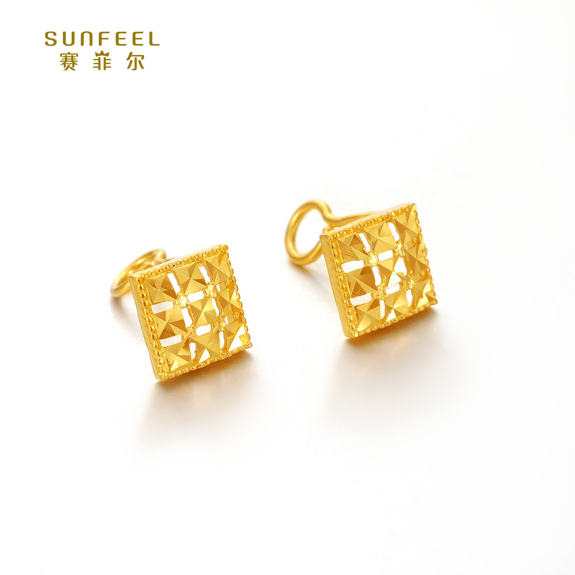 SUNFEEL/赛菲尔【四店】足金璀璨艺术仿钻款耳钉HR01010783
