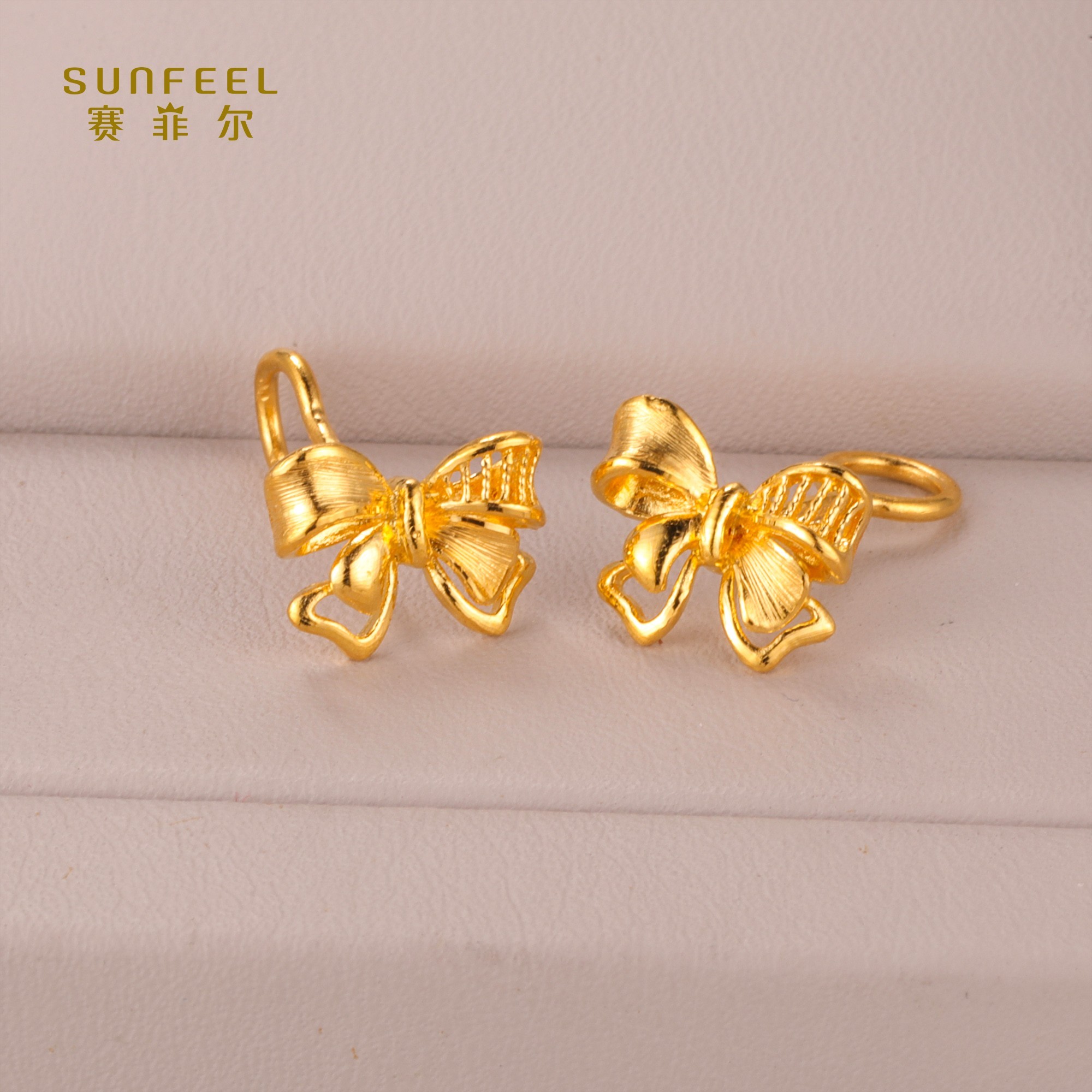SUNFEEL/赛菲尔【五店】足金艺术蝴蝶结耳钉HR010665