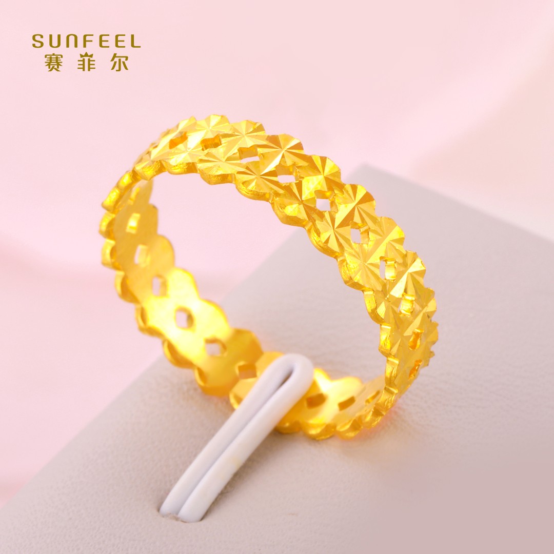 SUNFEEL/赛菲尔【授权店】足金双排仙女戒指黄金JTA00020/HJ051139