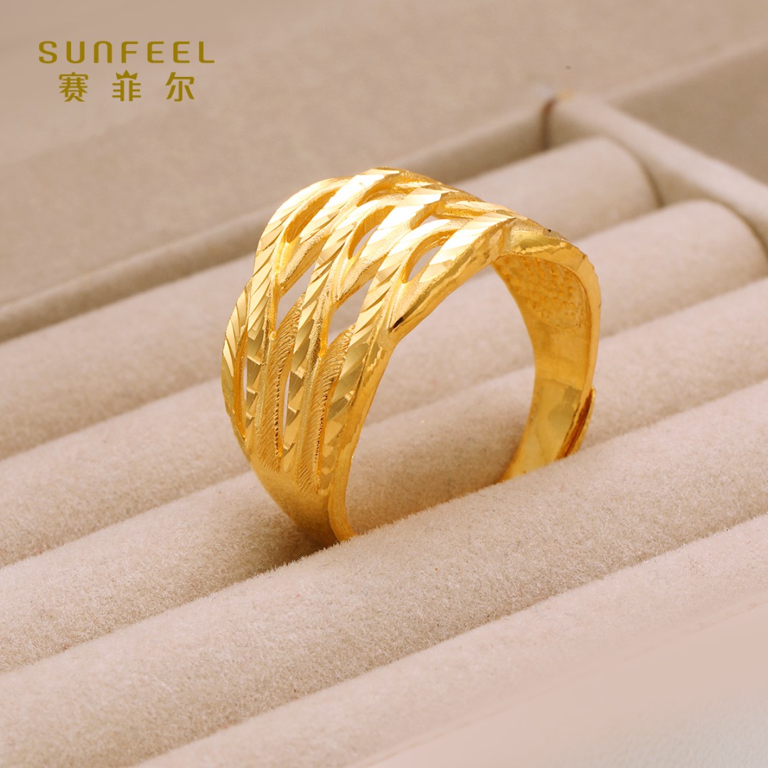 SUNFEEL/赛菲尔【一店】足金时尚编织车花护指戒HJ050303