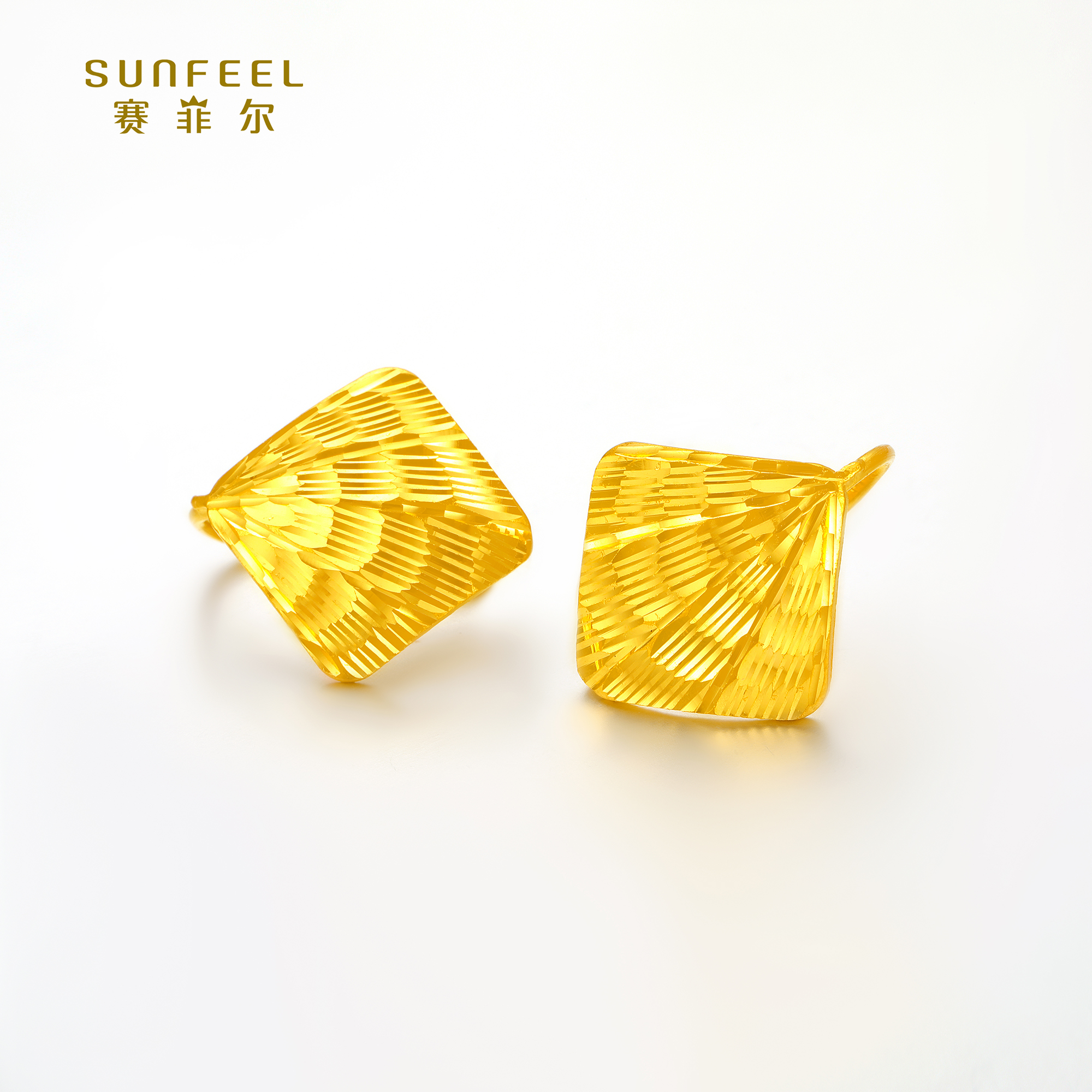 SUNFEEL/赛菲尔【三店】足金凤尾耳钉黄金耳挂RCA00073/HR020203