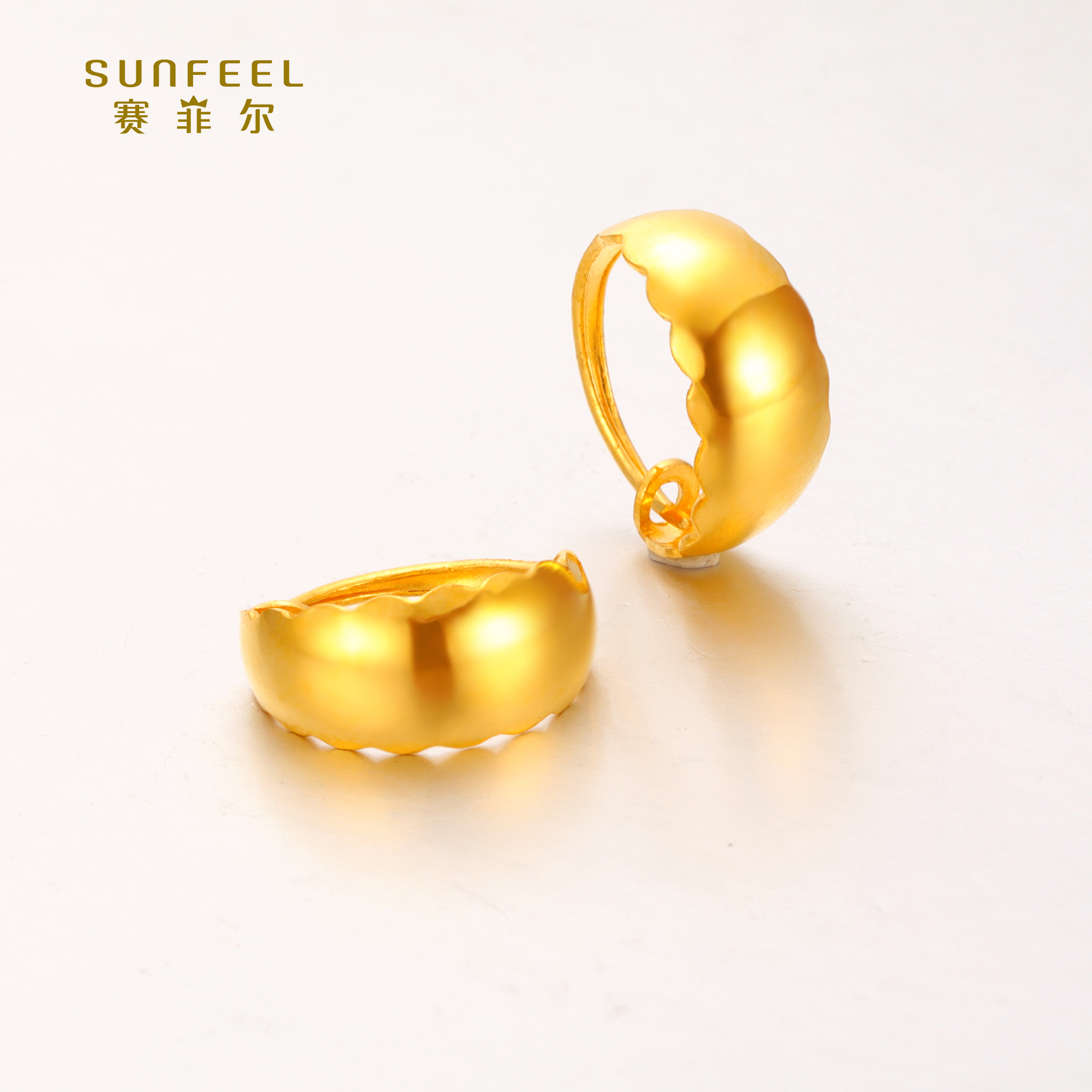 SUNFEEL/赛菲尔【四店】足金花边光面耳环HYA00033/HR050069-2