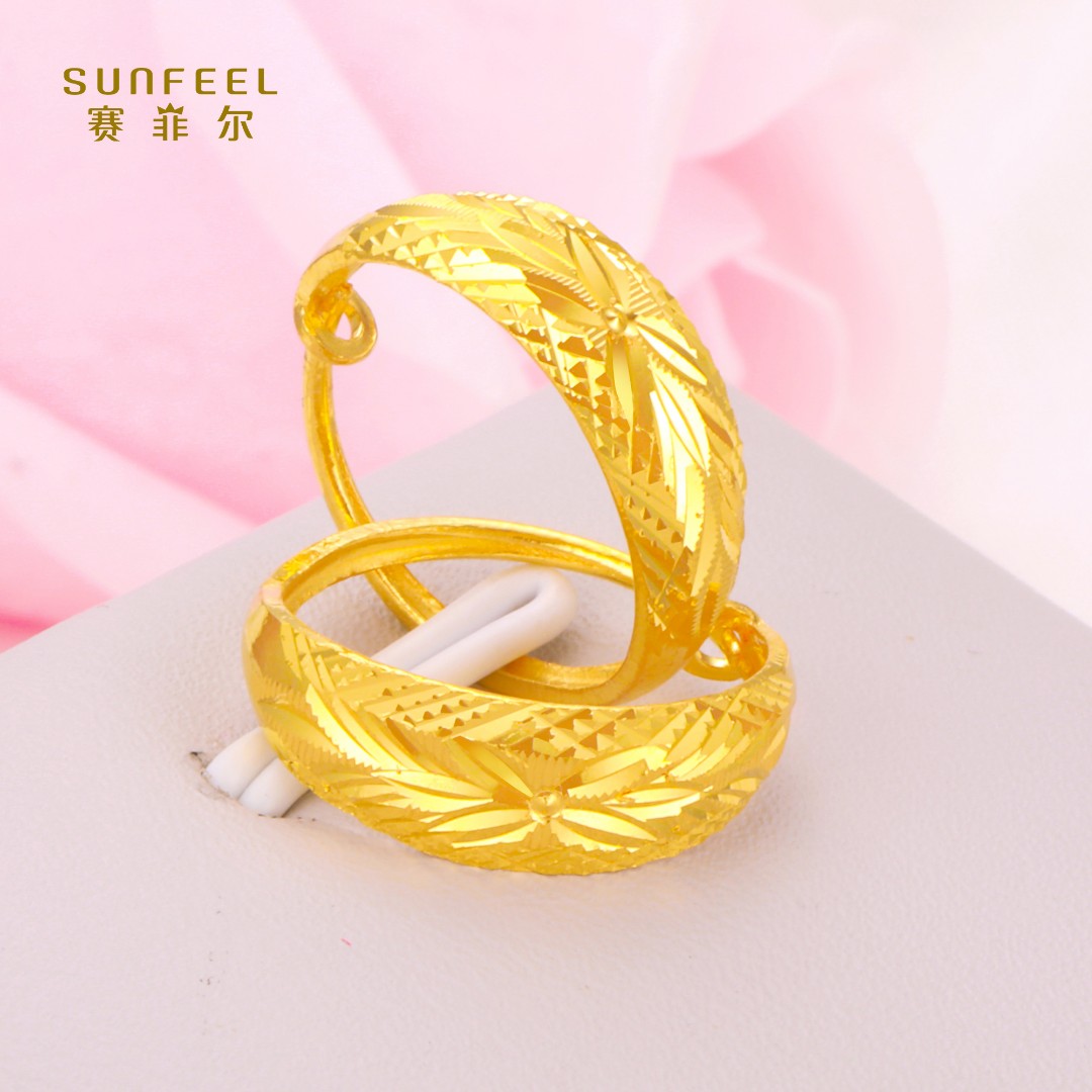 SUNFEEL/赛菲尔【一店】足金 大肚耳环HR050077-1/HR050077-3