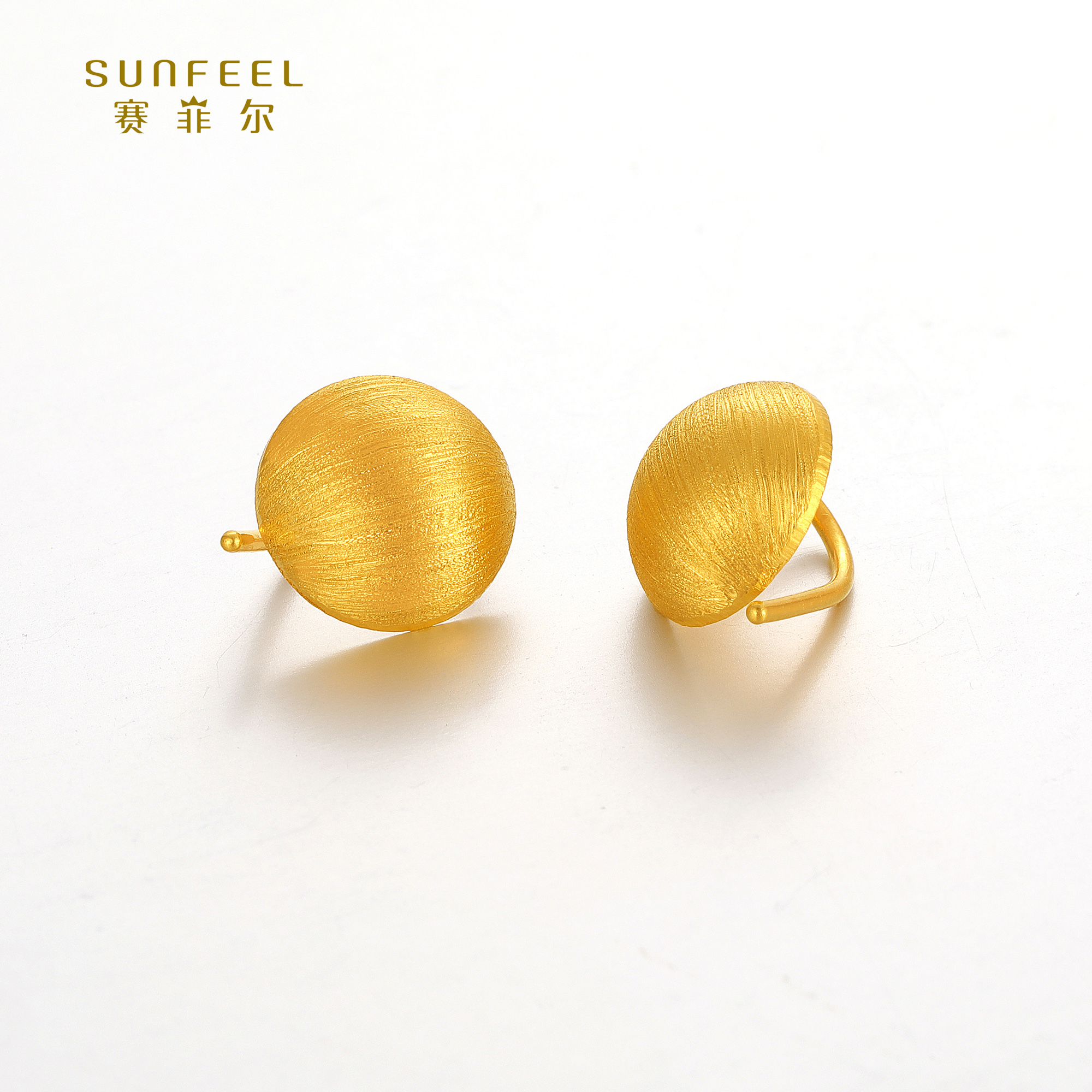SUNFEEL/赛菲尔【三店】足金油压圆形艺术黄金耳挂HR01020573
