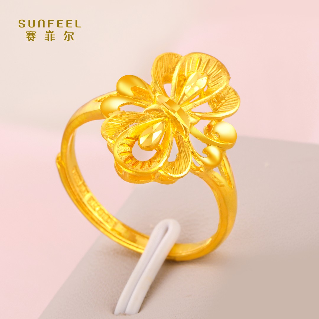 SUNFEEL/赛菲尔【一店】经典足金艺术蝶恋花女戒JDA06262/HJ050827