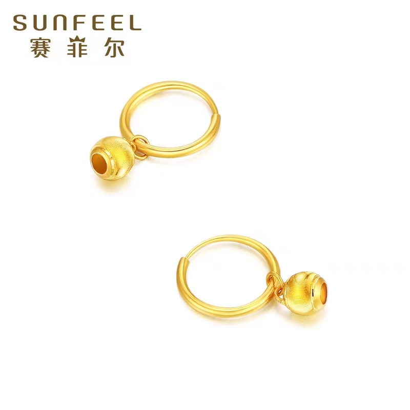 SUNFEEL/赛菲尔【一店】经典足金CNC珠耳吊ESA00110