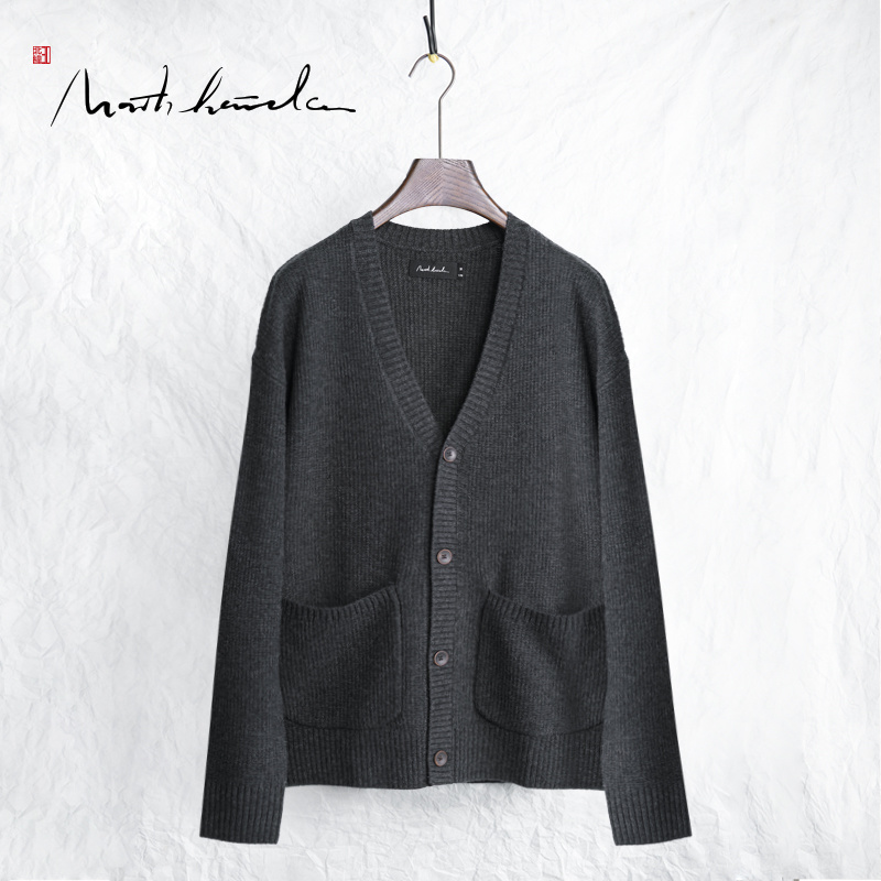 【北纬三十度】原创设计师品牌男装简约长袖开衫纯色毛衫32411D