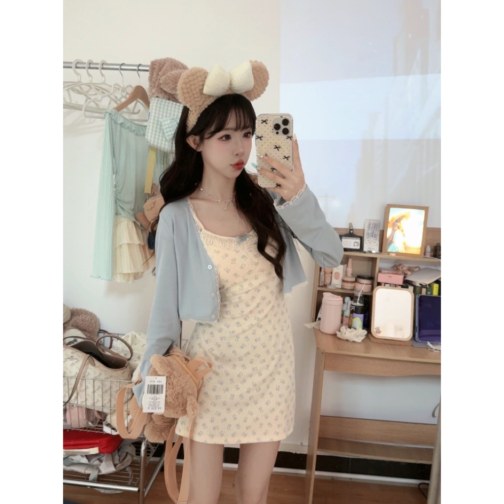 【长腿小甜豆】蕾丝针织 单开衫 极光原创