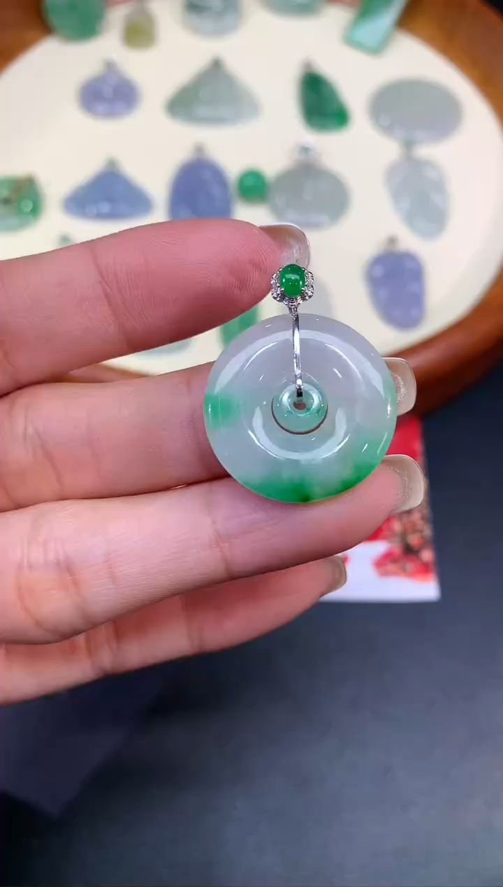 【闪购商品】翡翠吊坠|18K金镶嵌|平安扣|2680|