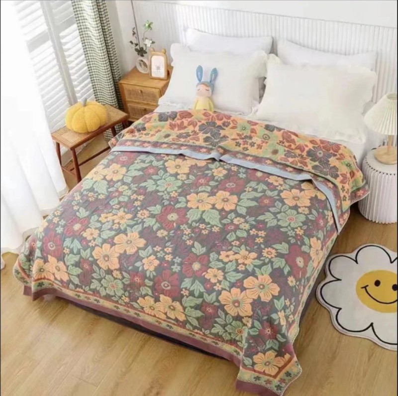【木棉花】200cm X 230cm纱布盖毯可铺可盖                       