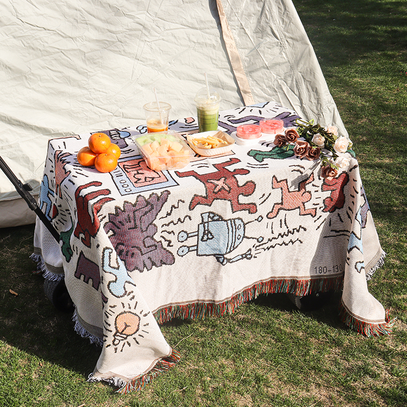 网红ins露营推车桌布垫草坪野餐垫高颜值野餐桌布高级氛围感桌布