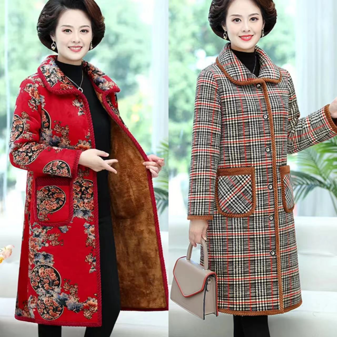 新款妈妈装棉衣外套加绒加厚保暖时尚洋气减龄奶奶装冬季长款女士