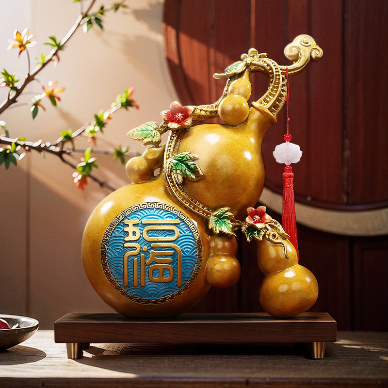 彩铜葫芦摆件《五福葫芦》家用客厅办公室装饰品公司开业乔迁礼品