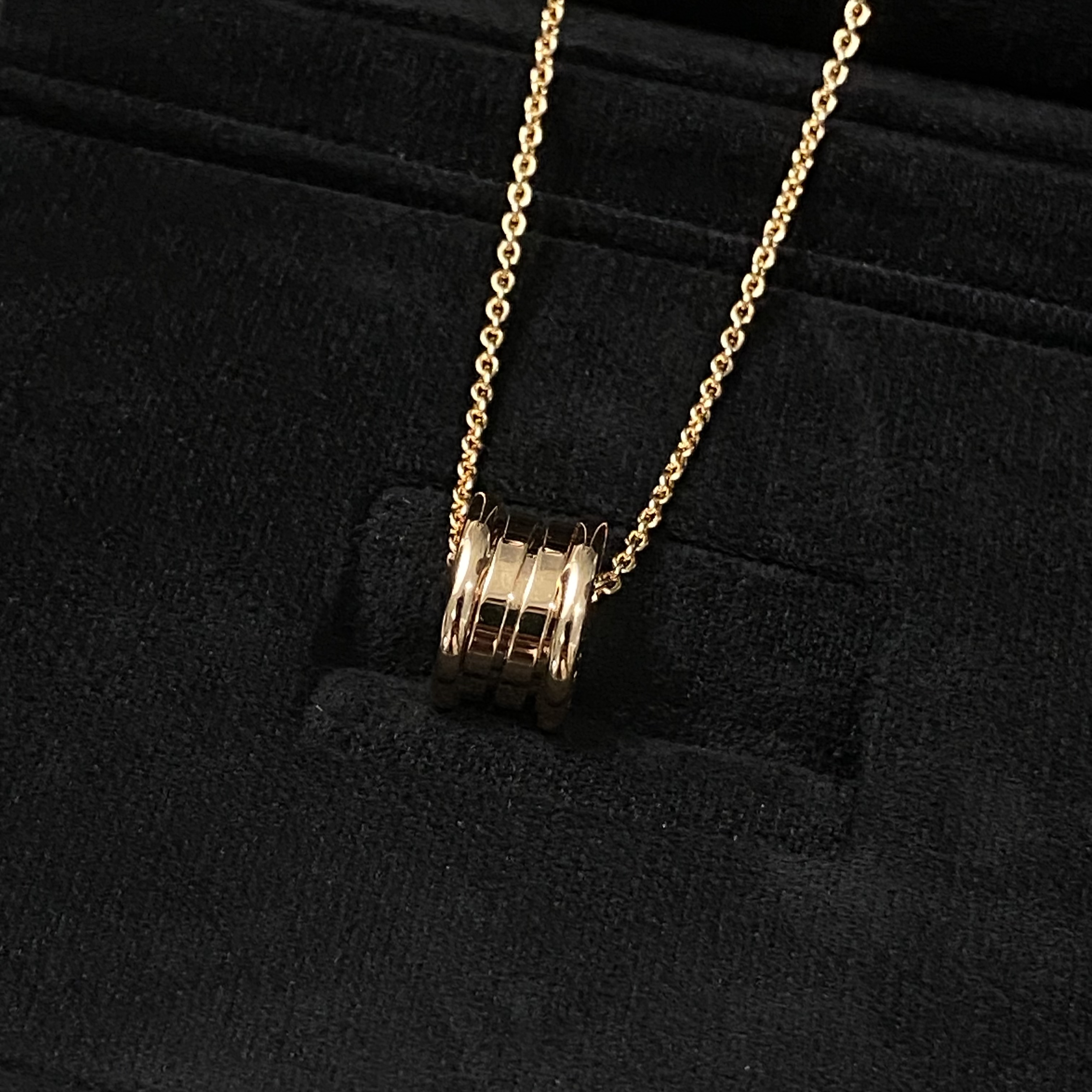 坠链均925银 立体路路通项链 A5A00气质时尚百搭黑色简约经典金色