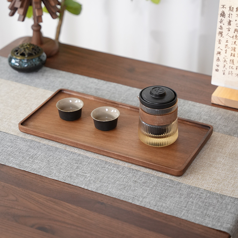【整木茶盘】北美黑胡桃木家用长方形托盘木制茶杯盘收纳盘子托盘