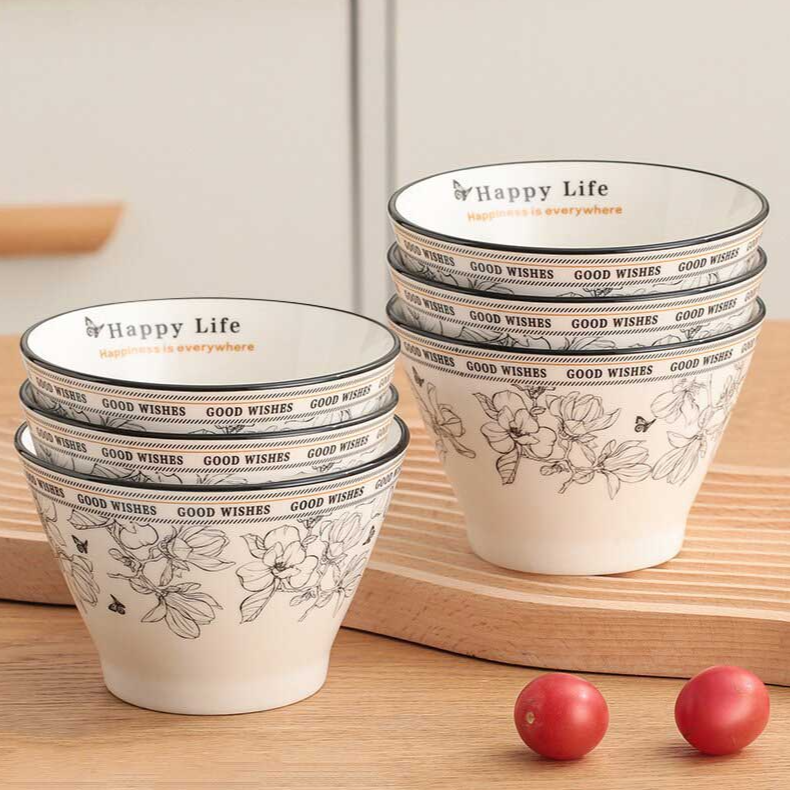 米格曼斗笠碗套装米饭碗陶瓷厨房个人餐具面碗家用轻奢吃饭碗