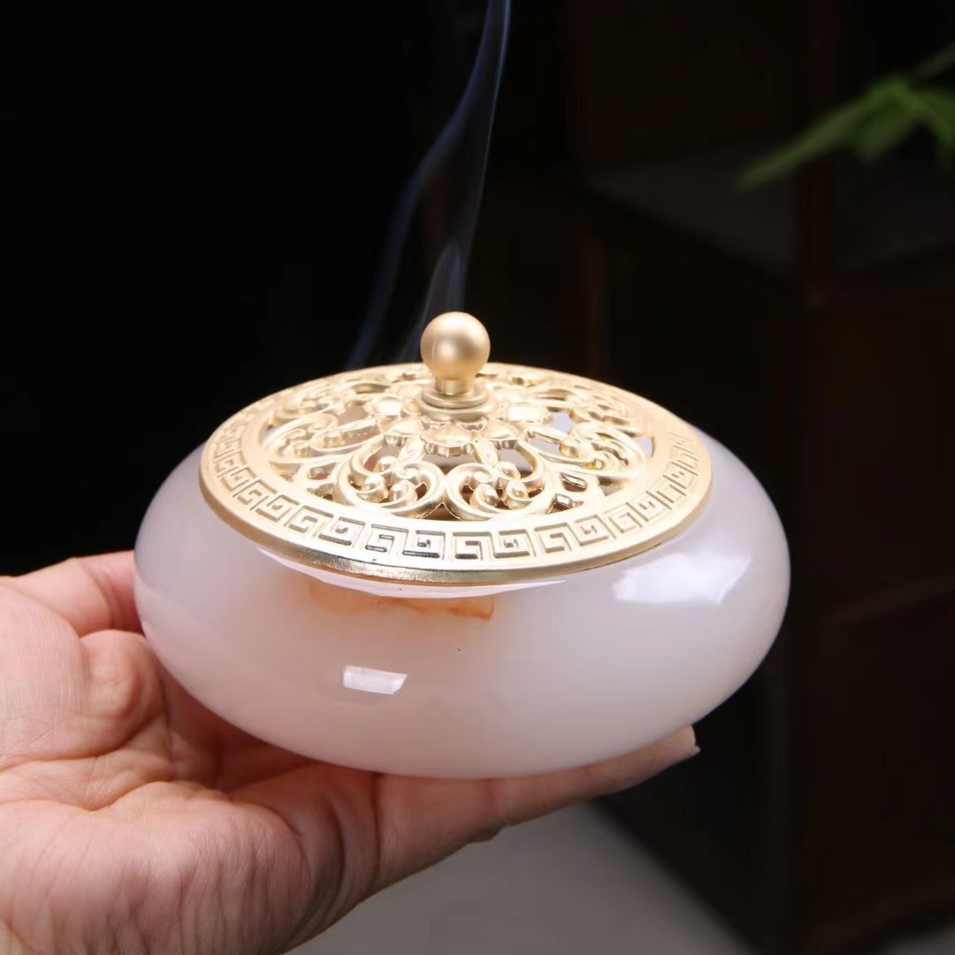 大号琉璃玉4小时盘香炉  紫色  蓝色 橙色 绿色 白色    送香炉垫