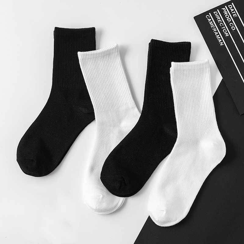 日系韩版纯色长袜子男女学生运动中筒袜学院风简约百搭网红长筒袜