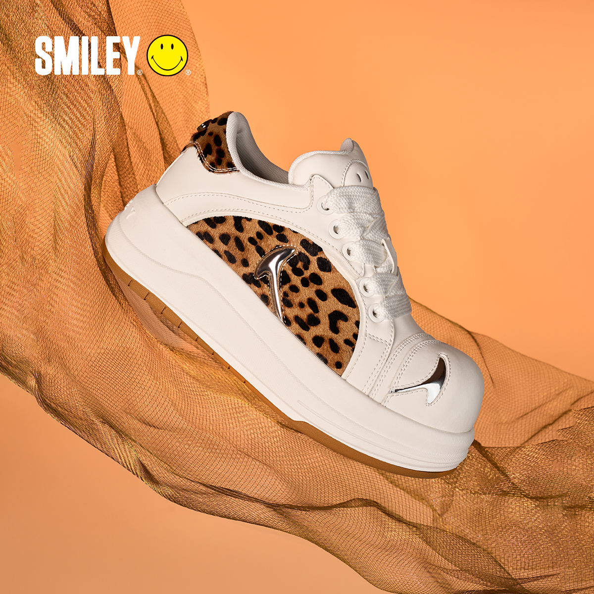 【王鹤润同款】SMILEY笑脸鞋豹纹大头鞋休闲板鞋百搭潮流时尚女鞋