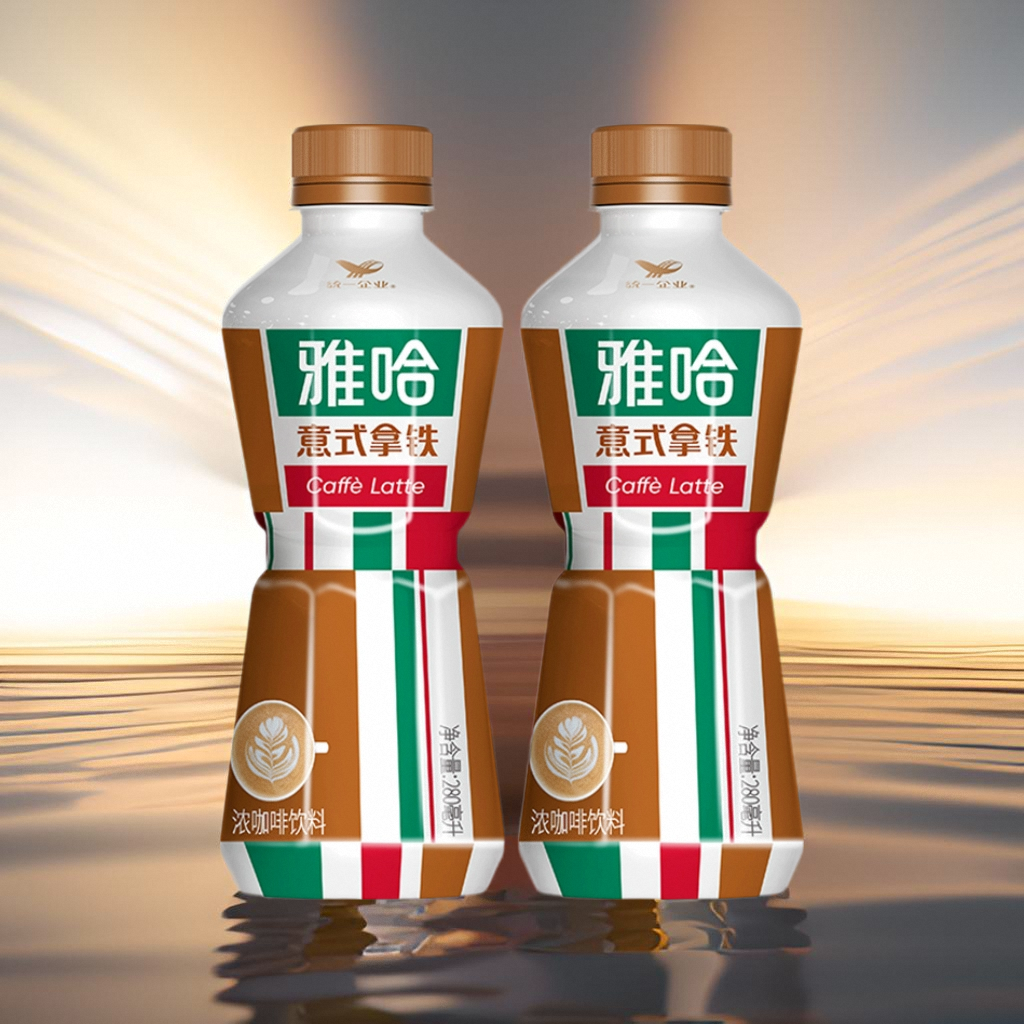 统一雅哈咖啡280ml*2瓶即饮咖啡意式拿铁风味咖啡瓶装浓咖啡饮品