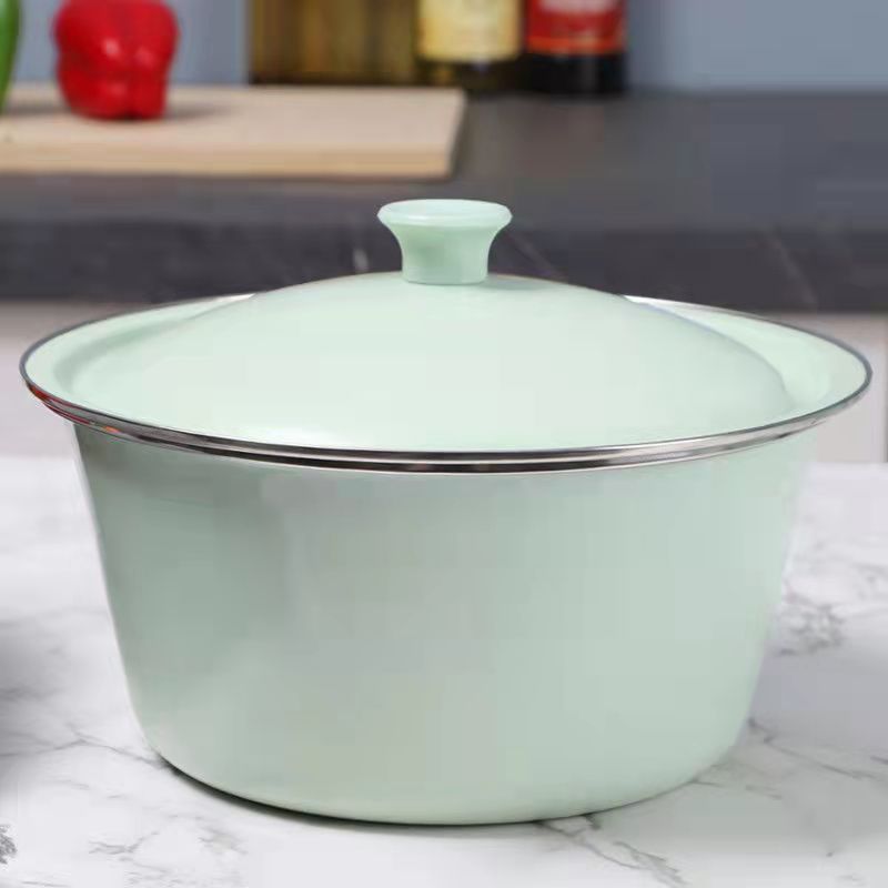 搪瓷盆带盖家用厨房瓷碗怀旧老式猪油瓷盆搪瓷碗珐琅汤盆