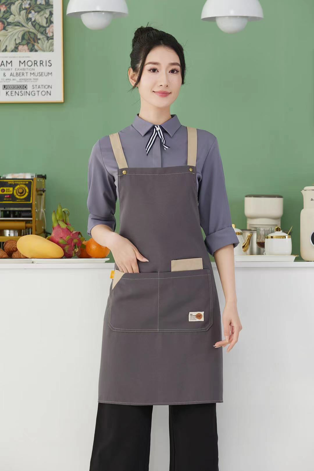 网红OK款背带围裙餐饮酒店后厨饭店烘焙理货员时尚厨师