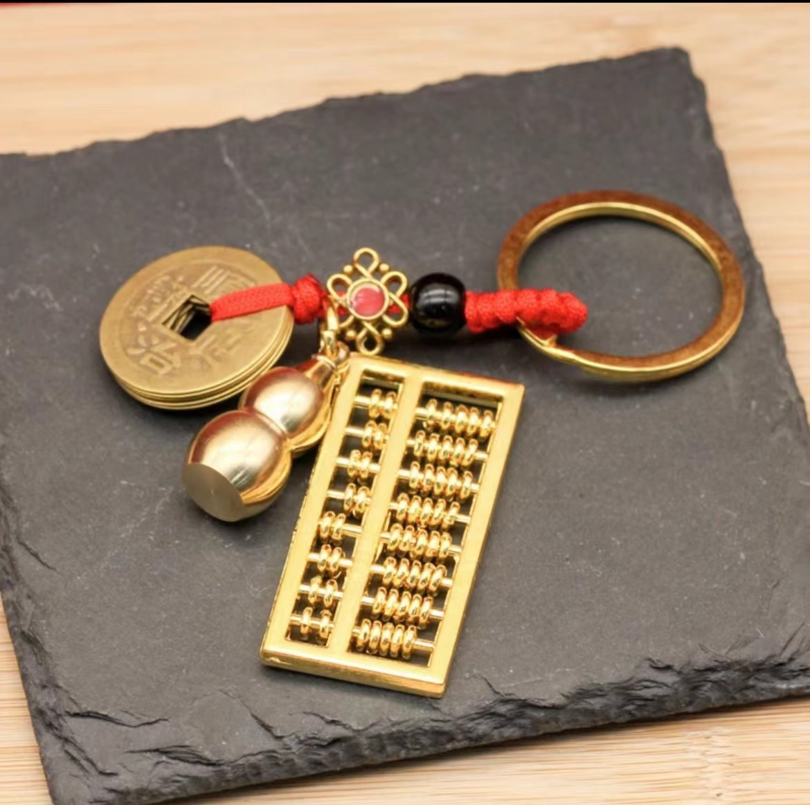 黄铜如意活动算盘葫芦钥匙扣五帝币挂件钥匙扣饰品