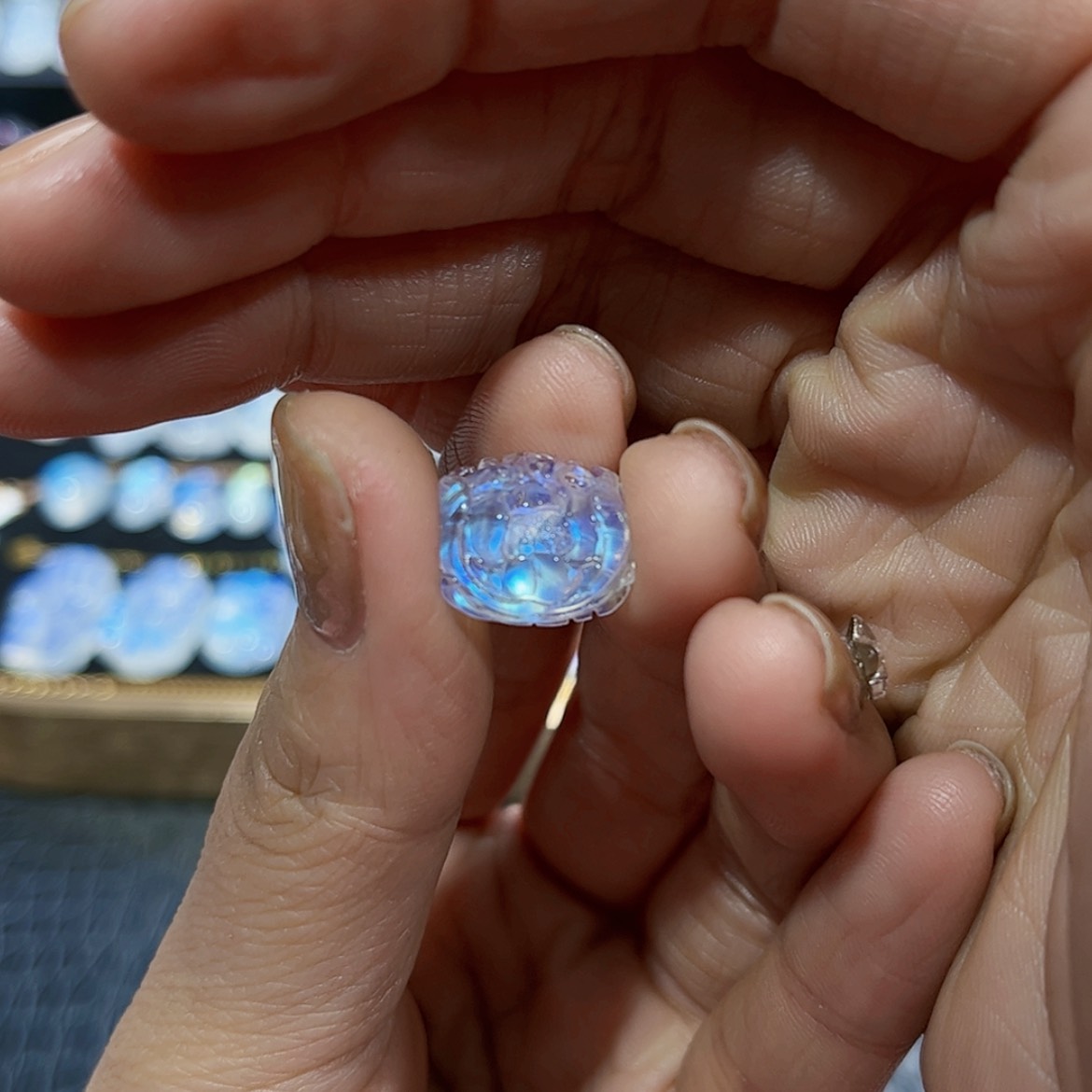 【闪购商品】长石戒指银S925镶嵌白**糖客户要求定制戒指