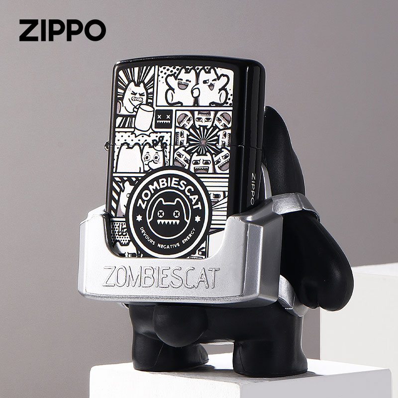 ZIPPO/之宝打火机原装正品彩印魔鬼猫联名玩偶套装防风款男士DYJ1