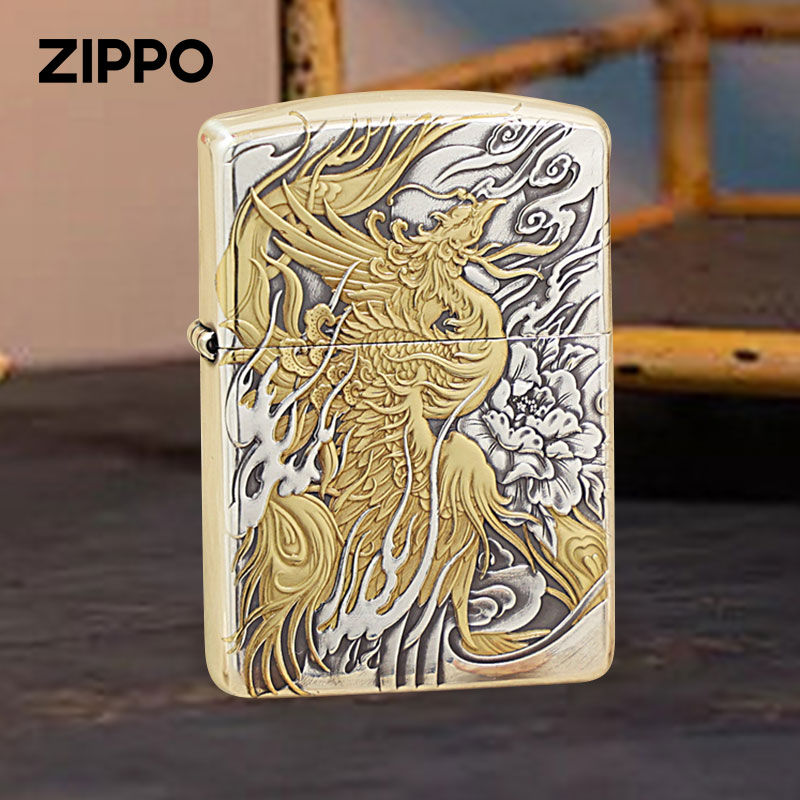 ZIPPO/之宝打火机正版（迈境优选）168镀银鎏金双色凤凰煤油收藏 FD