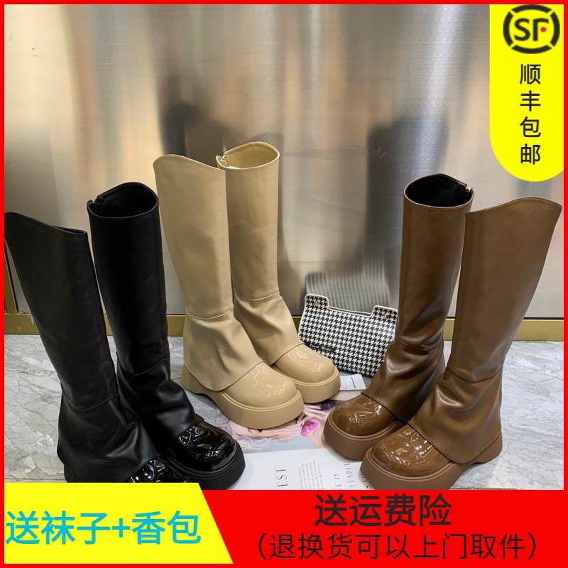 秋冬季新款厚底长靴欧货长筒甜酷时尚百搭洋气高筒靴显瘦裤腿靴秋