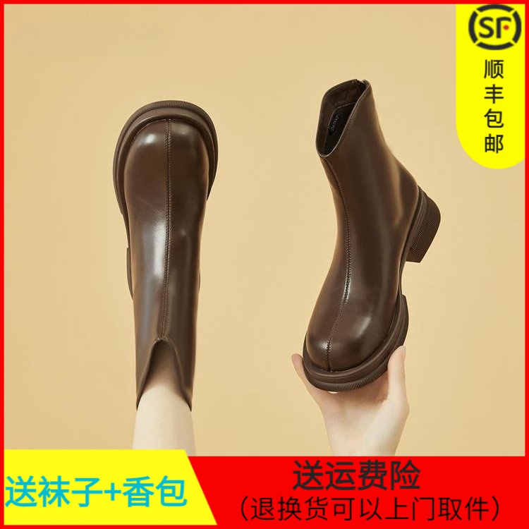 网红马丁靴女时尚百搭冬季气派潮流英伦风靴子小裸靴加绒短靴子潮