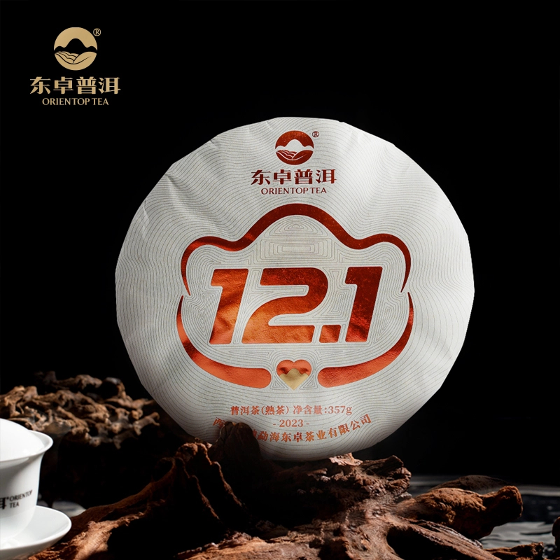 东卓普洱 2023《12.1》燿金版普洱熟茶357g西双版纳核心产区正春茶1