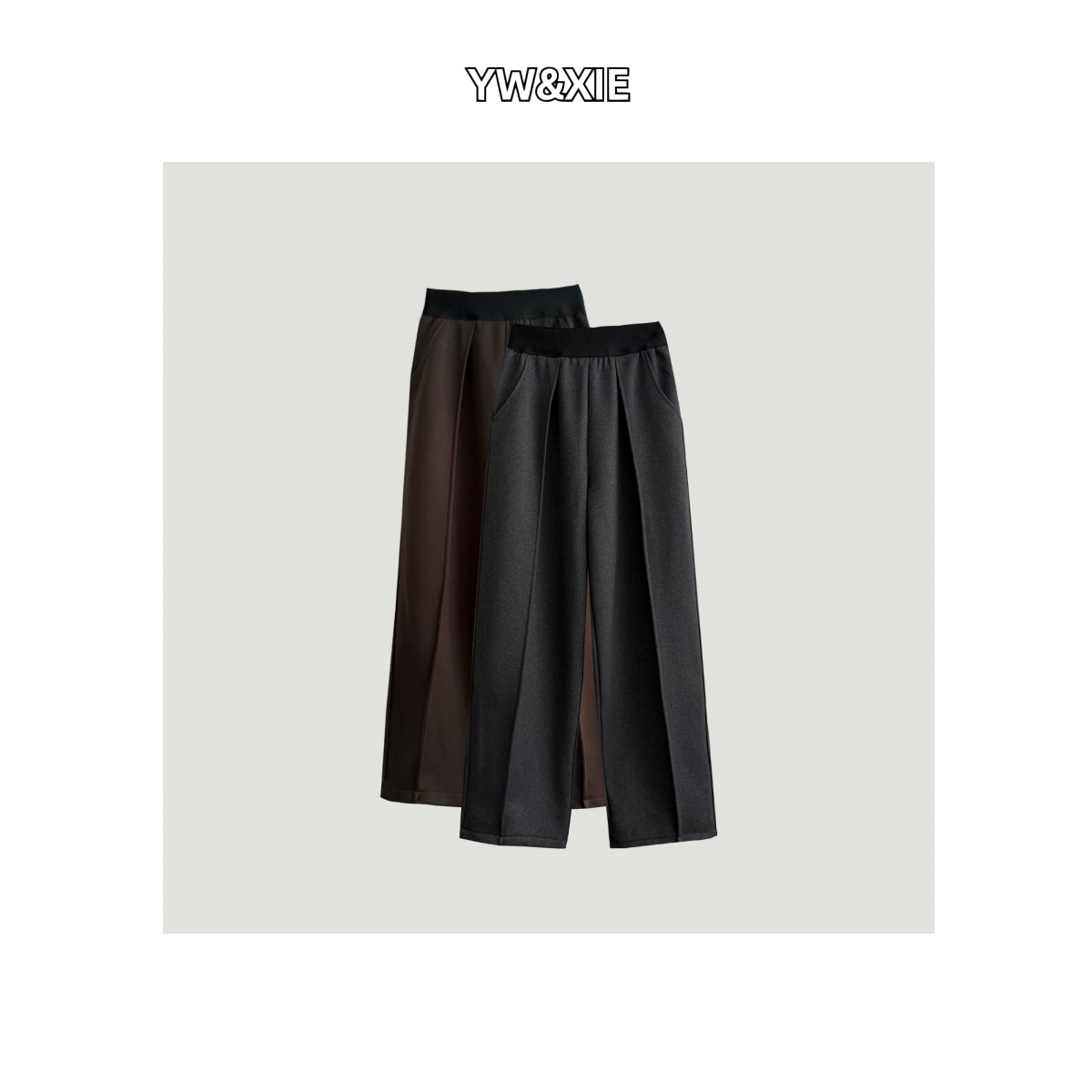 高腰垂感2024新款宽松直筒休闲黑色冬季阔腿裤7058