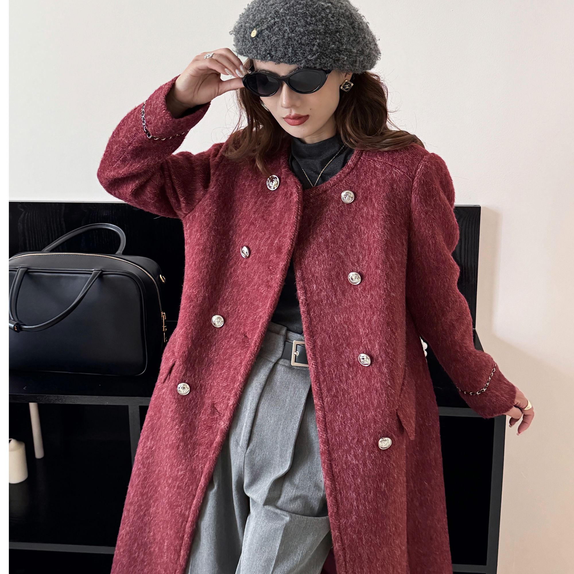 【新年战袍】秋冬新款氛围感双面呢大衣中长款外套轻奢高级A-160