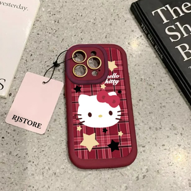 仙朵格纹卡通凯蒂适用iPhone15/14promax手机壳苹果13/12/11软XR
